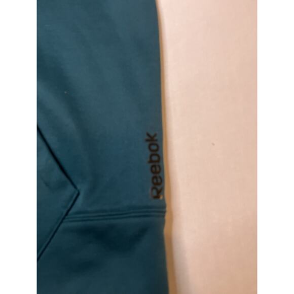 Reebok Men'sPullover Hoodie XL Teal Green Long Sleeve Power 3 Logo In Yellow - Picture 9 of 10